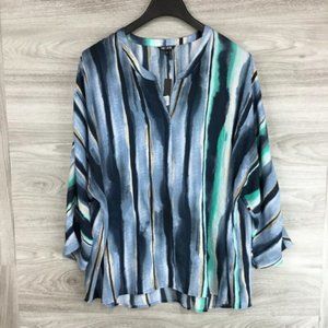 NIC AND ZOE Striped Long Sleeve Top PLUS Sz 2X